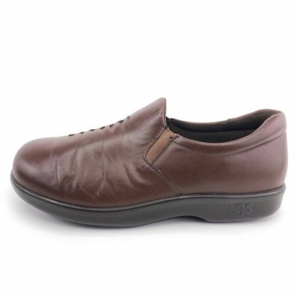 SAS Viva Brown Leather Slip-on Loafers Womens 7.5 WW